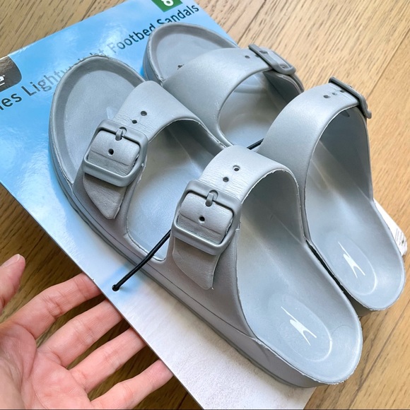 Silver Super Lightweight Footbed Sandals Size 7.5 - Picture 3 of 5